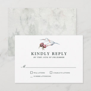 Winter Berries Botanische Hochzeit RSVP Karte