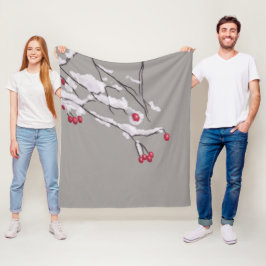 Winter Berries Branchen im Schnee bedeckt Fleecedecke