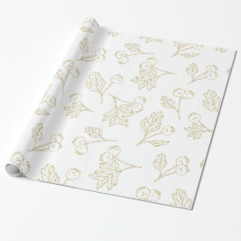 Winter Berries Gold White Christmas Geschenkpapier