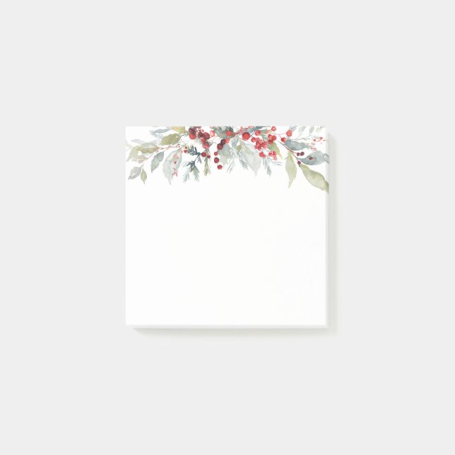 Winter Berries Greenerity Foliage Hochzeit Weihnac Post-it Klebezettel (Vorderseite)