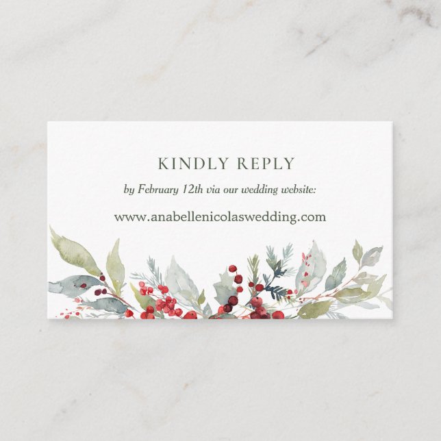 Winter Berries Greenerity Wedding Website UAWG Begleitkarte (Vorderseite)