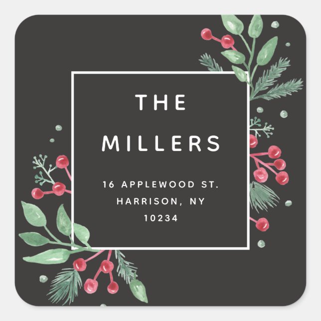 Winter Berries Greenery Retourner Adresse Sticker (Devant)