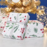 Winter Berries Greenery Watercolor Holiday Geschenkpapier<br><div class="desc">Urlaubspapier mit unseren exklusiv handbemalten Aquarellbotanicals</div>