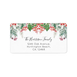 Winter Berries Grün Weihnachtsanschrift Label Adressaufkleber