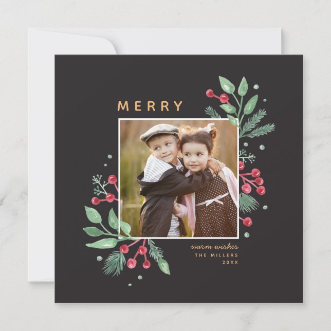 Winter Berries Grün Weihnachtsfest Foto | Platz (Vorderseite)