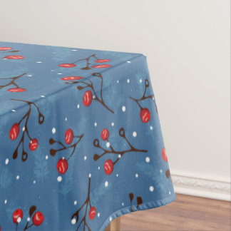 Winter Berries in Blau Tischdecke