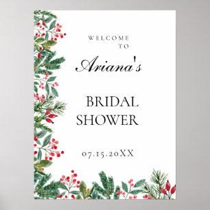 Winter Berries Pine Greenerity Hochzeit Begrüßung Poster
