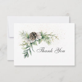 Winter Berries Pine Greenery Inspiration Hochzeit Dankeskarte