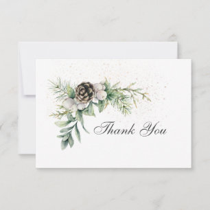 Winter Berries Pine Greenery Inspiration Hochzeit Dankeskarte
