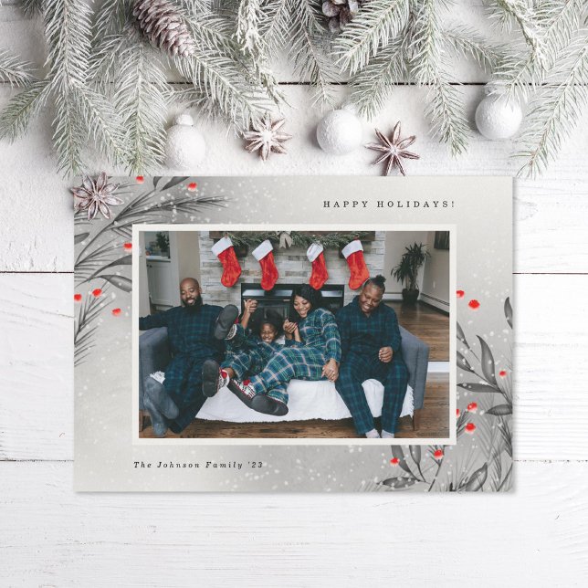 Winter Berries Snowy Foto Feiertagskarte (Von Creator hochgeladen)