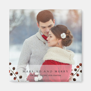 Winter Berries Verheiratet und Merry Foto Magnet