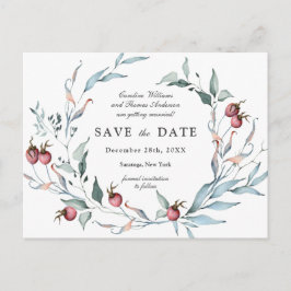 Winter Berries Wasserfarbe Botanisch Save the Date Postkarte