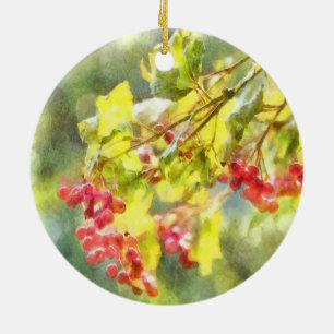 Winter Berries Wasserfarbe Keramik Ornament