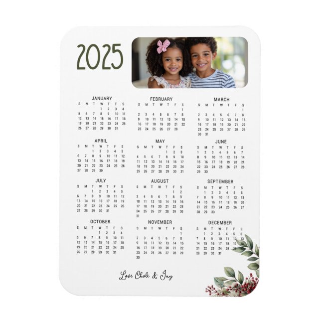 Winter Berry 2025 Kalenderkarte Magnet (Vertikal)