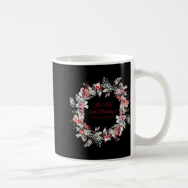 Winter Berry 30th Birthday Elegant  Kaffeetasse (Rechts)