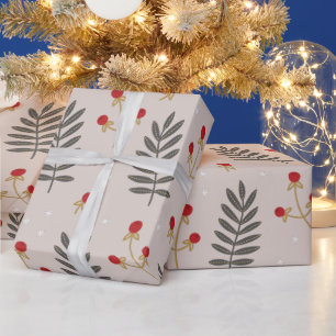 Winter Berry Botanische Weihnachten Geschenkpapier