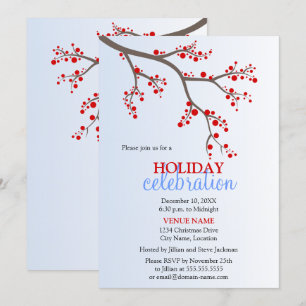 Winter Berry Branch Weihnachtsfeier Einladung