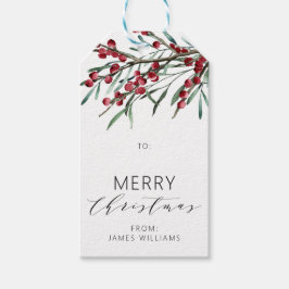 Winter Berry Script Frohe Weihnachtsferien Geschenkanhänger