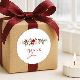 Winter Berry Thank You Runder Aufkleber