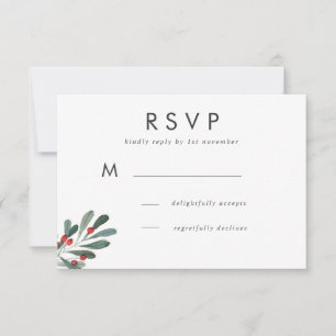 Winter Berry und Blätter Hochzeitsreaktion RSVP Karte