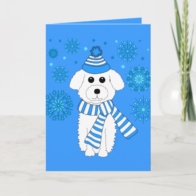 Winter Bichon Feiertagskarte (Vorderseite)
