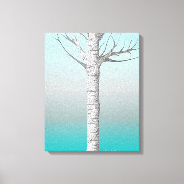 Winter Birch Grove mit Vogel 10x20 überzogene Canv Leinwanddruck (Vorderseite)