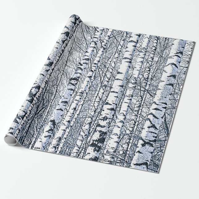 Winter Birch Tree Forest Geschenkpapier (Ungerollt)