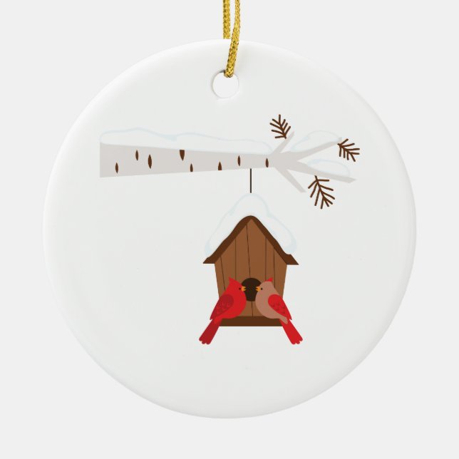 Winter Birdhouse Keramik Ornament (Vorne)