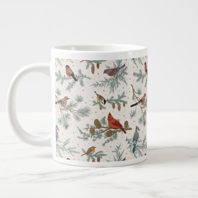 Winter Birnen und Kiefernzweige Muster Jumbo-Tasse (Links)