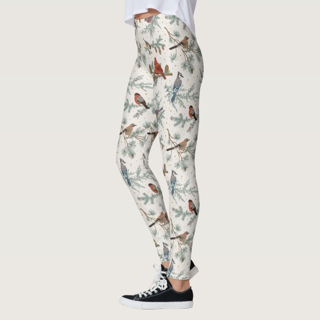 Winter Birnen und Kiefernzweige Muster Leggings (Links)