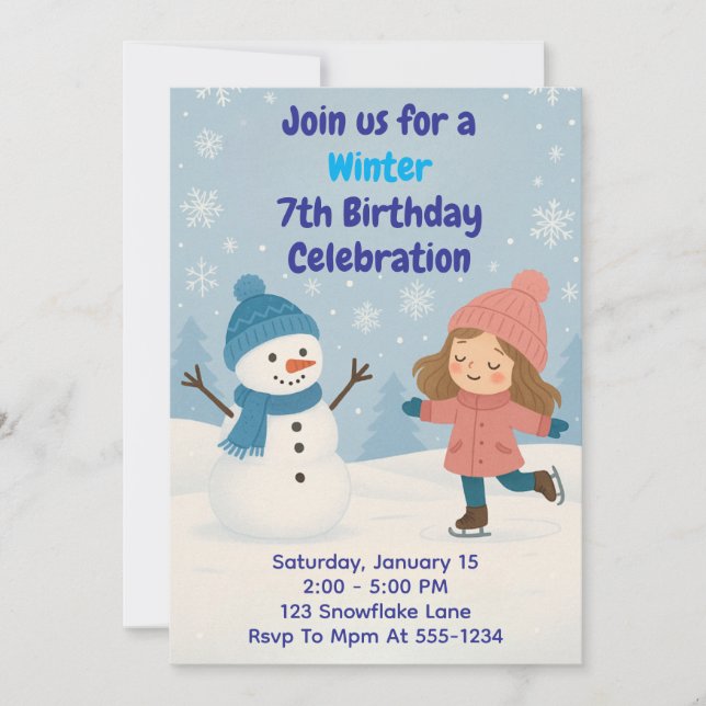 Winter Birthday Celebration Einladung (Vorderseite)