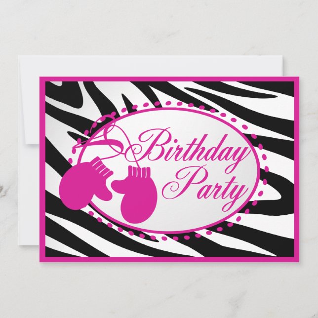 Winter Birthday Mittens Einladung (Vorderseite)