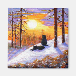 Winter Black Cats Schneewald Creationarts Magnet