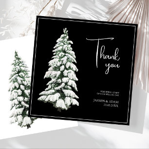 Winter Black Snow Weihnachtsbaum Hochzeit Dankeskarte