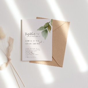 Winter-Blätter Hochzeit mit floralen Wasserfarben Einladung