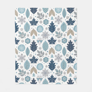 Winter Blätter und Schneeformen Fleece Blanket