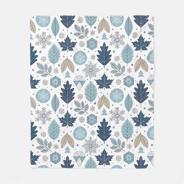 Winter Blätter und Schneeformen Fleece Blanket (Vorderseite)