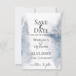 Winter Blau Aquarell-Wash Save The Date Ankündigung