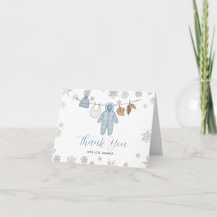 Winter Blau Junge Baby Shower Schneeflocken Danke