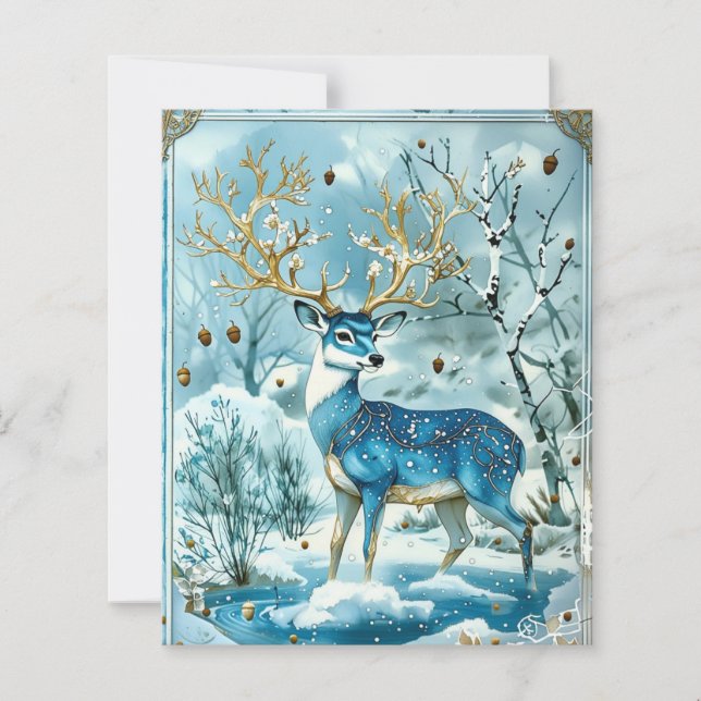 Winter-Blau-Rentier-Scrapbook-Papier (Vorderseite)