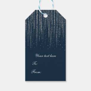 Winter Blau & Silber Funkelnde Eislichter Hochzeit Geschenkanhänger