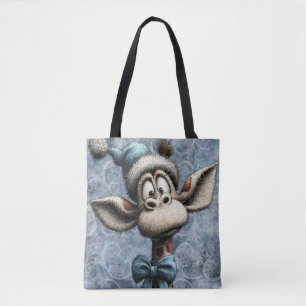 Winter Blau Weihnachten Süße Giraffe Mit Hut Tasche