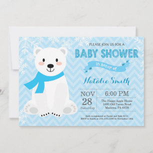 Winter Blaue Eisbär-Jungen-Baby-Party-Einladung Einladung