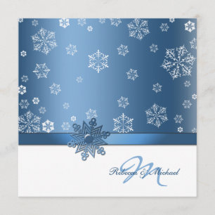 Winter-blaue u. weiße Schneeflocke-Hochzeit lädt Einladung
