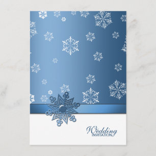 Winter-blaue und weiße Schneeflocke-Hochzeit lädt Einladung