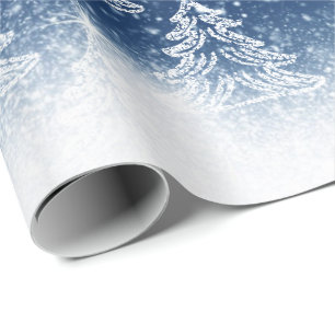 Winter-blaue Weihnachtsbäume Geschenkpapier