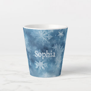 Winter Blaue Weiße Schneeflocken Weihnachten Milchtasse