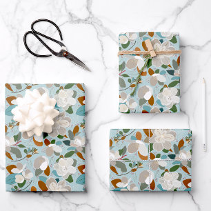 Winter Blauer Grau Geschenkpapier Set