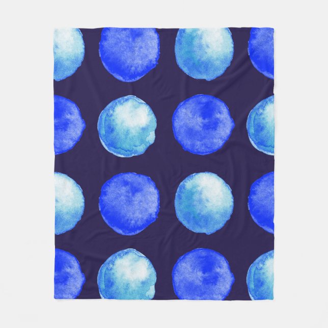 Winter-blaues Aquarell-großes Punkt-Muster Fleecedecke (Vorderseite)