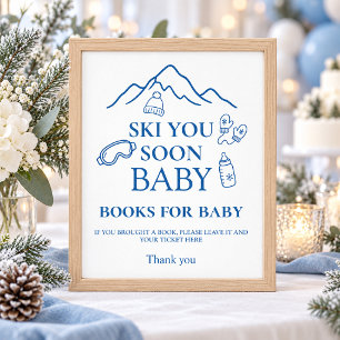 Winter Blaues Jungen Ski Dich Bald Baby Shower Buc Poster